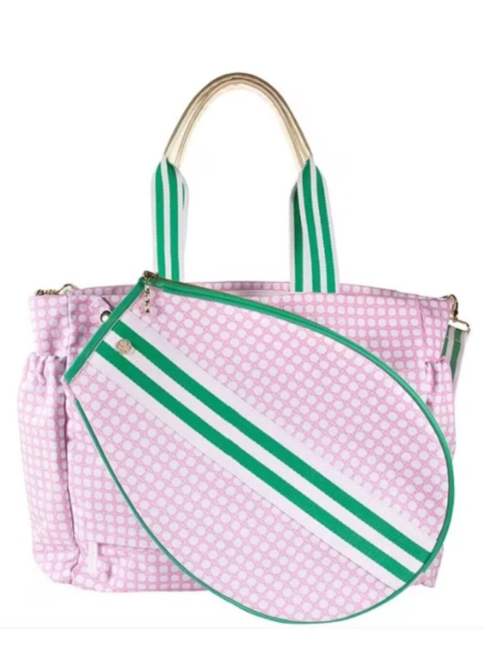 Lilly Pulitzer Pink and Green Printed Canvas Tennis Tote with Pouch